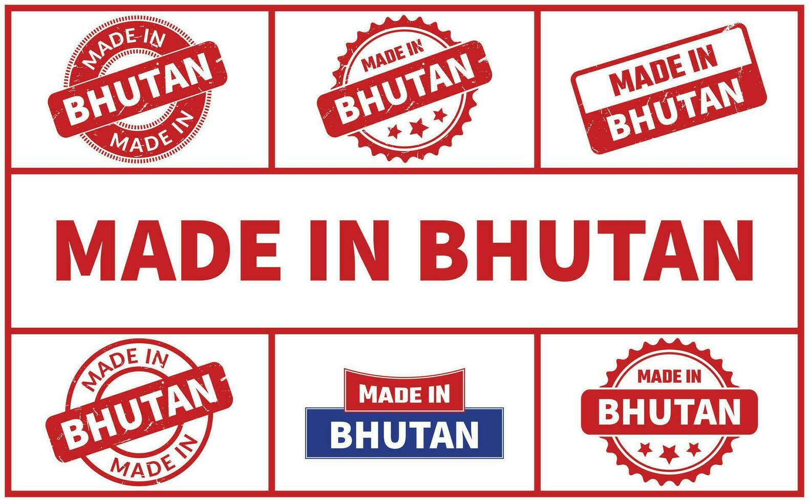 hecho en Bután caucho sello conjunto vector