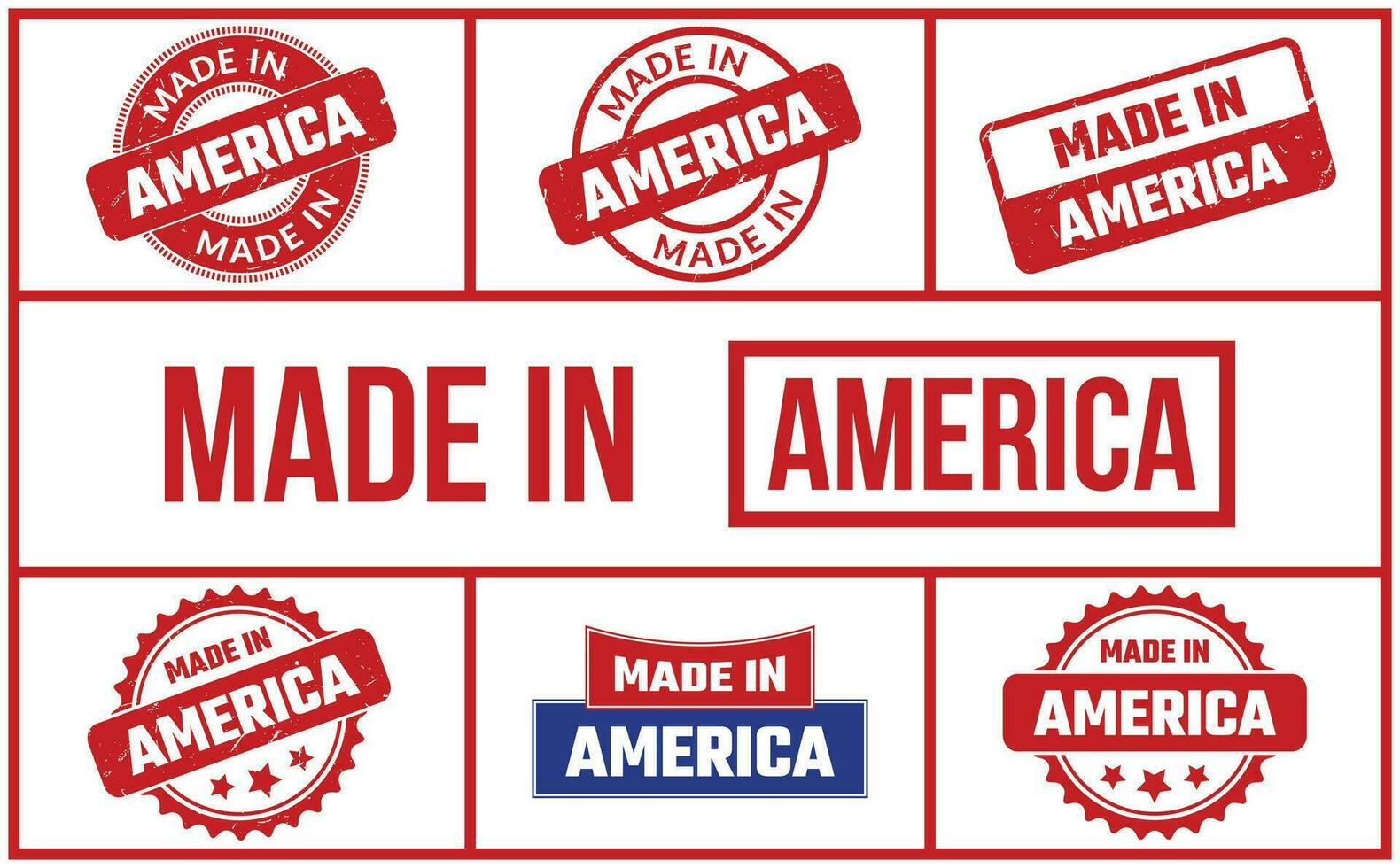 Made In America Rubber Stamp Set vector