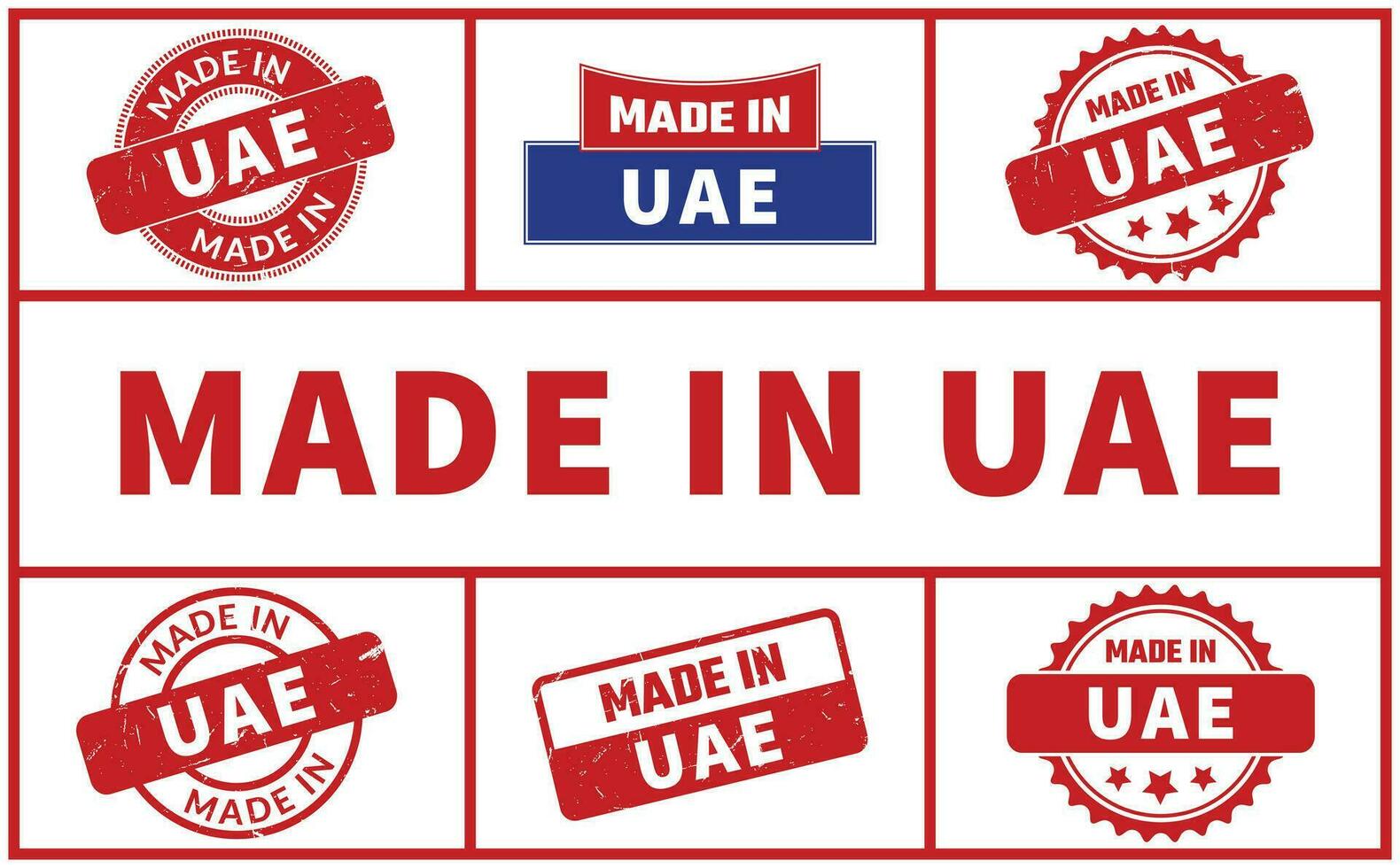 Made In UAE Rubber Stamp Set vector