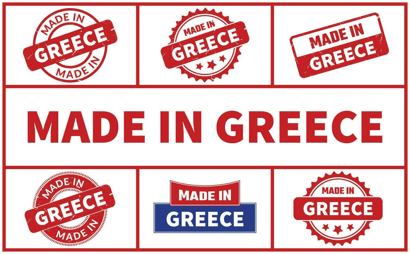 Made In Greece Rubber Stamp Set vector