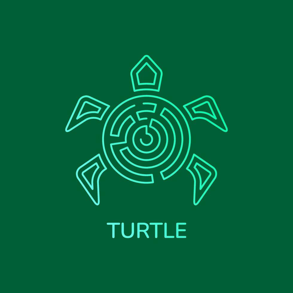 Tortuga y laberinto logo concepto. línea, simple, único y moderno estilo. utilizar para logo, icono, símbolo y firmar vector