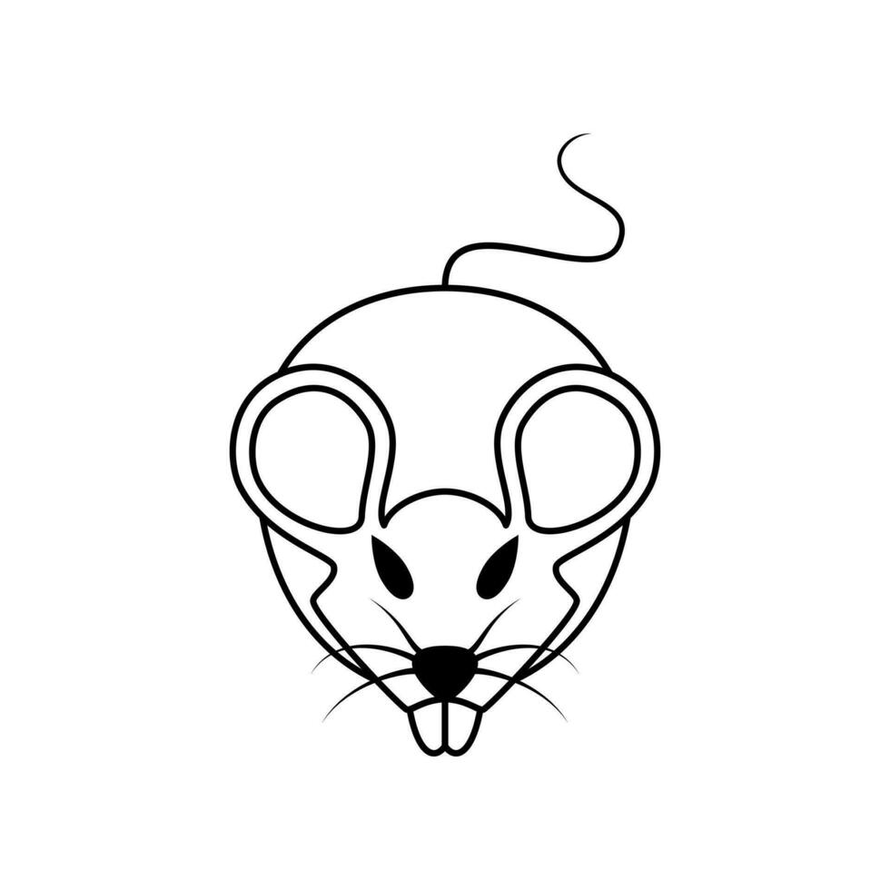 mouse illustration with line concept. simple and minimal style. use for logo, icon, symbol, sign, print and decoration. black and white vector