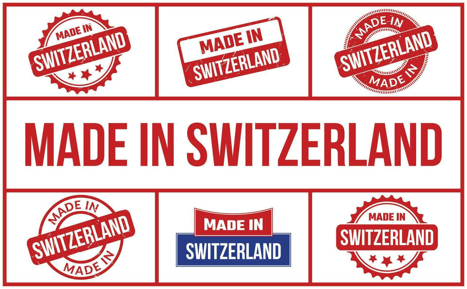 Made In Switzerland Rubber Stamp Set vector