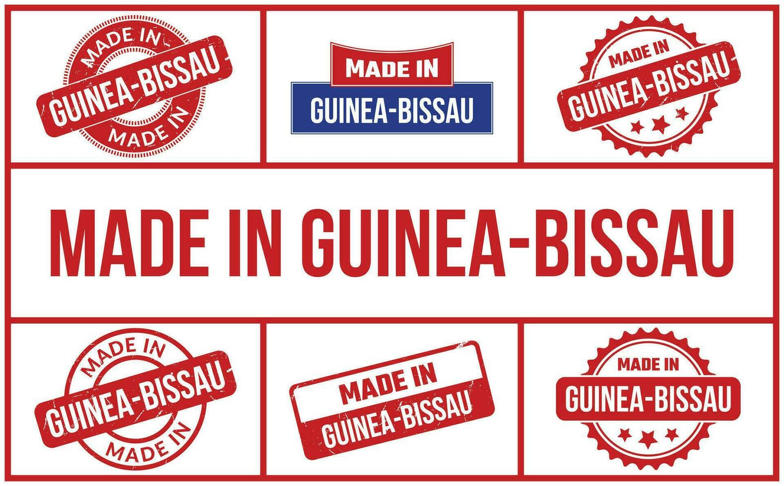 hecho en Guinea Bissau caucho sello conjunto vector