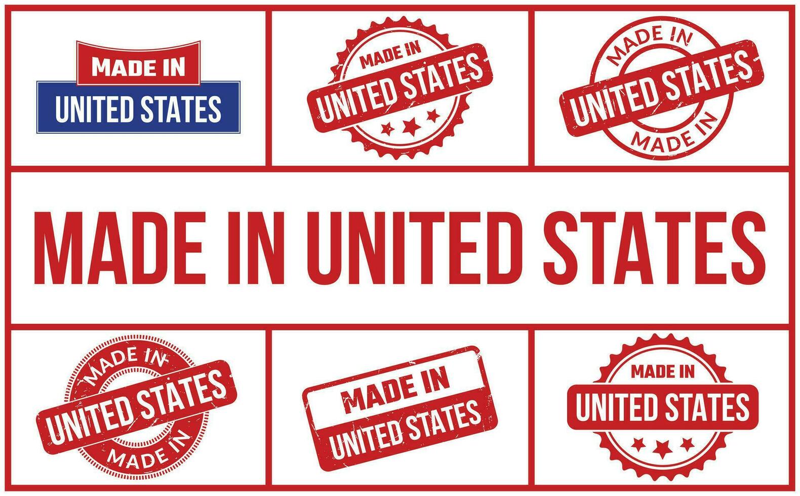 Made In United States Rubber Stamp Set vector