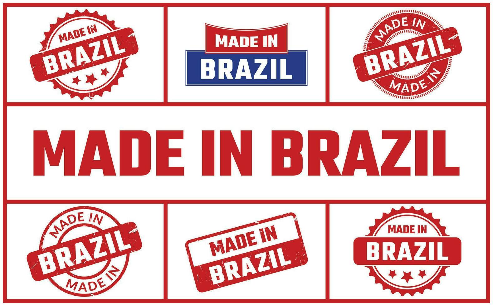 Made In Brazil Rubber Stamp Set vector