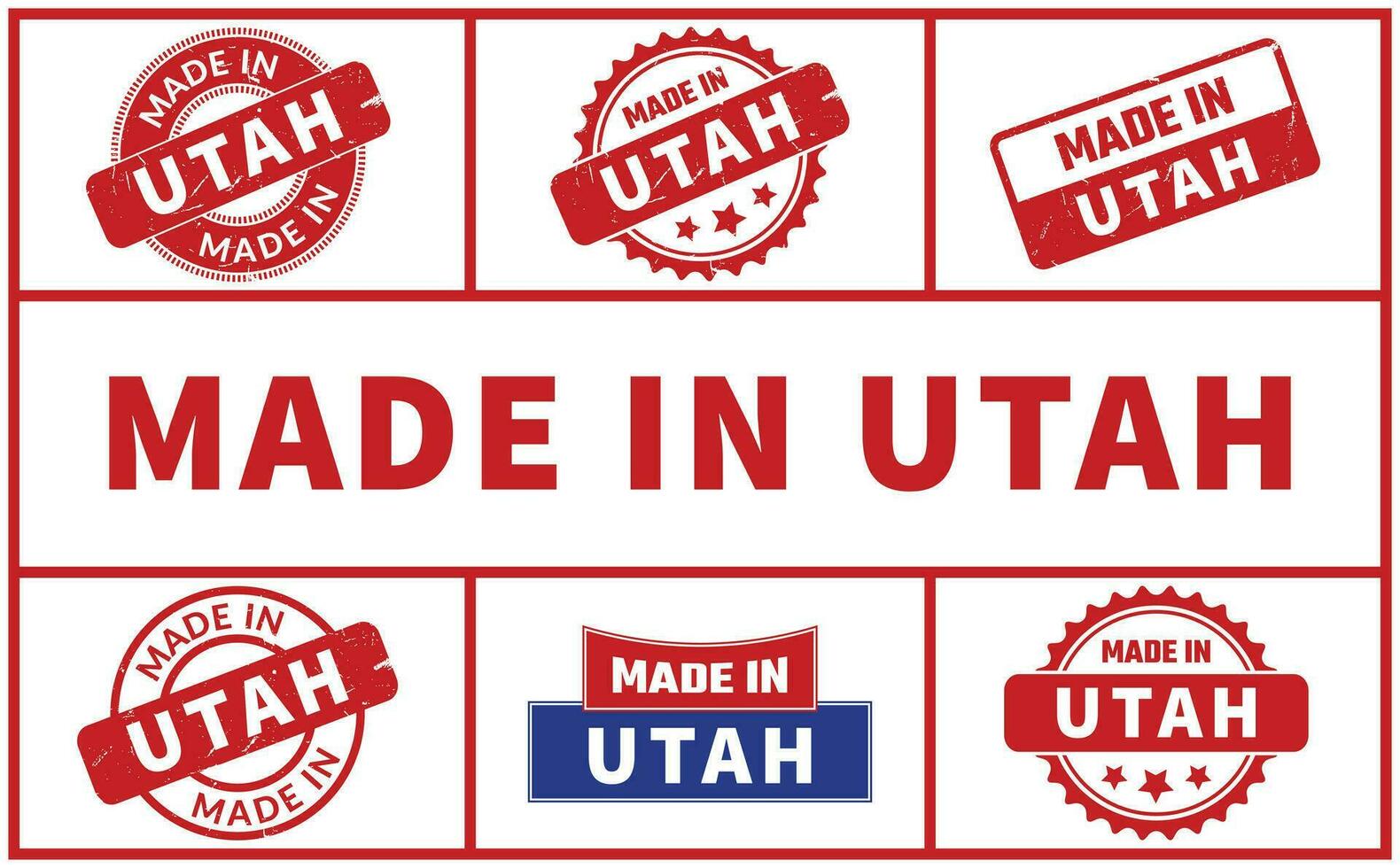 Made In Utah Rubber Stamp Set vector