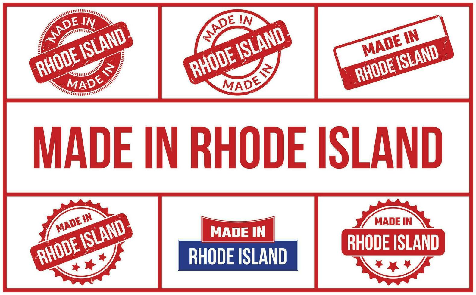 Made In Rhode Island Rubber Stamp Set vector