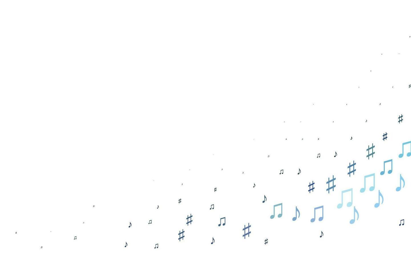 Light BLUE vector background with music symbols.