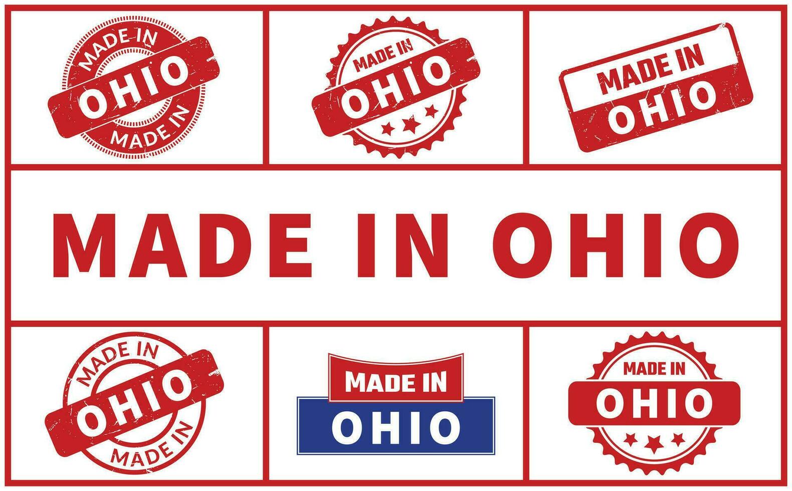 Made In Ohio Rubber Stamp Set vector