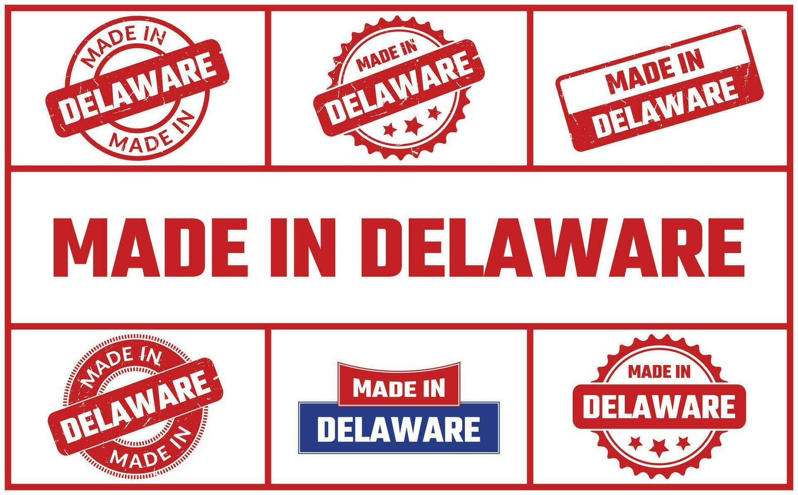 Made In Delaware Rubber Stamp Set vector