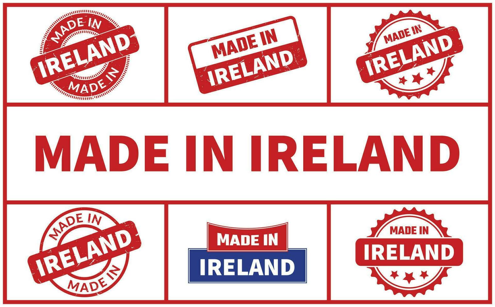 Made In Ireland Rubber Stamp Set vector