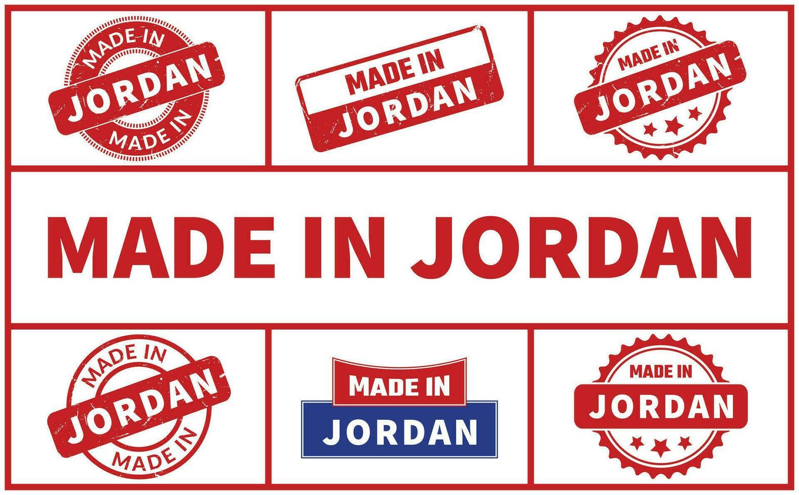 Made In Jordan Rubber Stamp Set vector