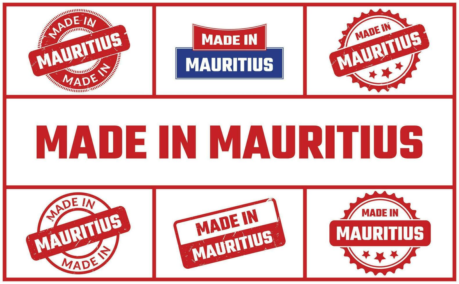 Made In Mauritius Rubber Stamp Set vector