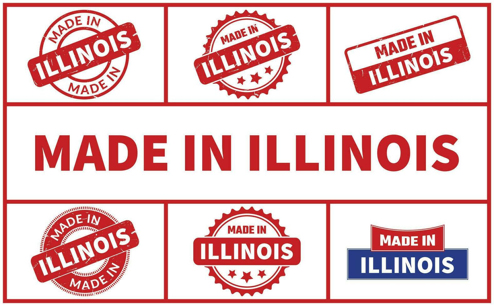 Made In Illinois Rubber Stamp Set 25382133 Vector Art at Vecteezy