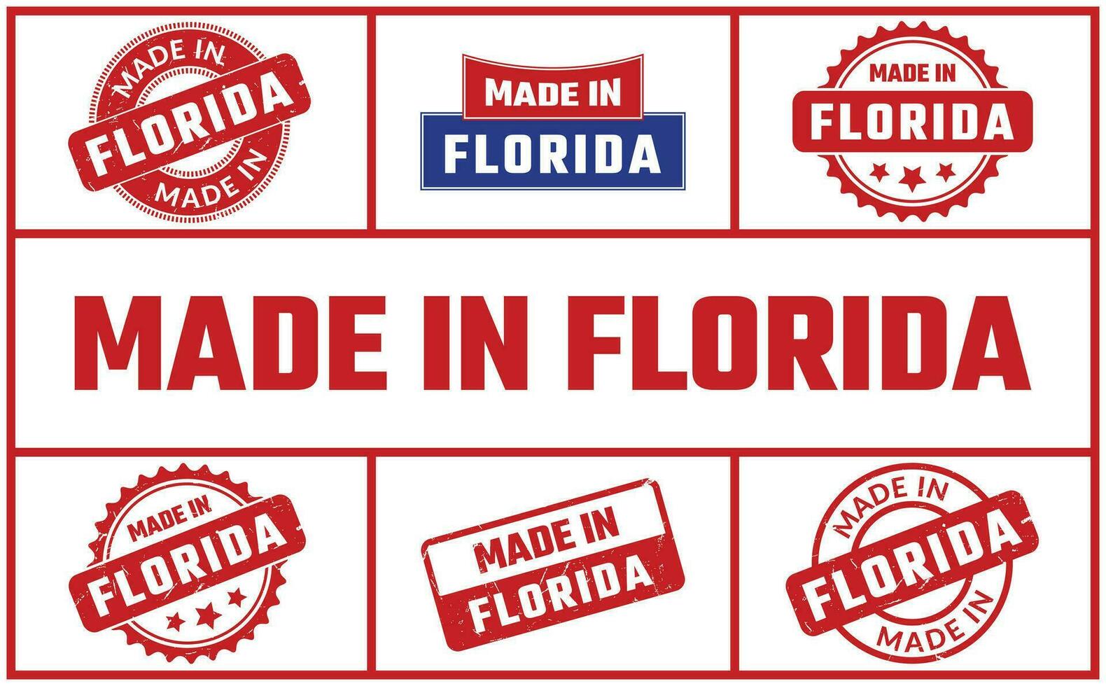 Made In Florida Rubber Stamp Set vector