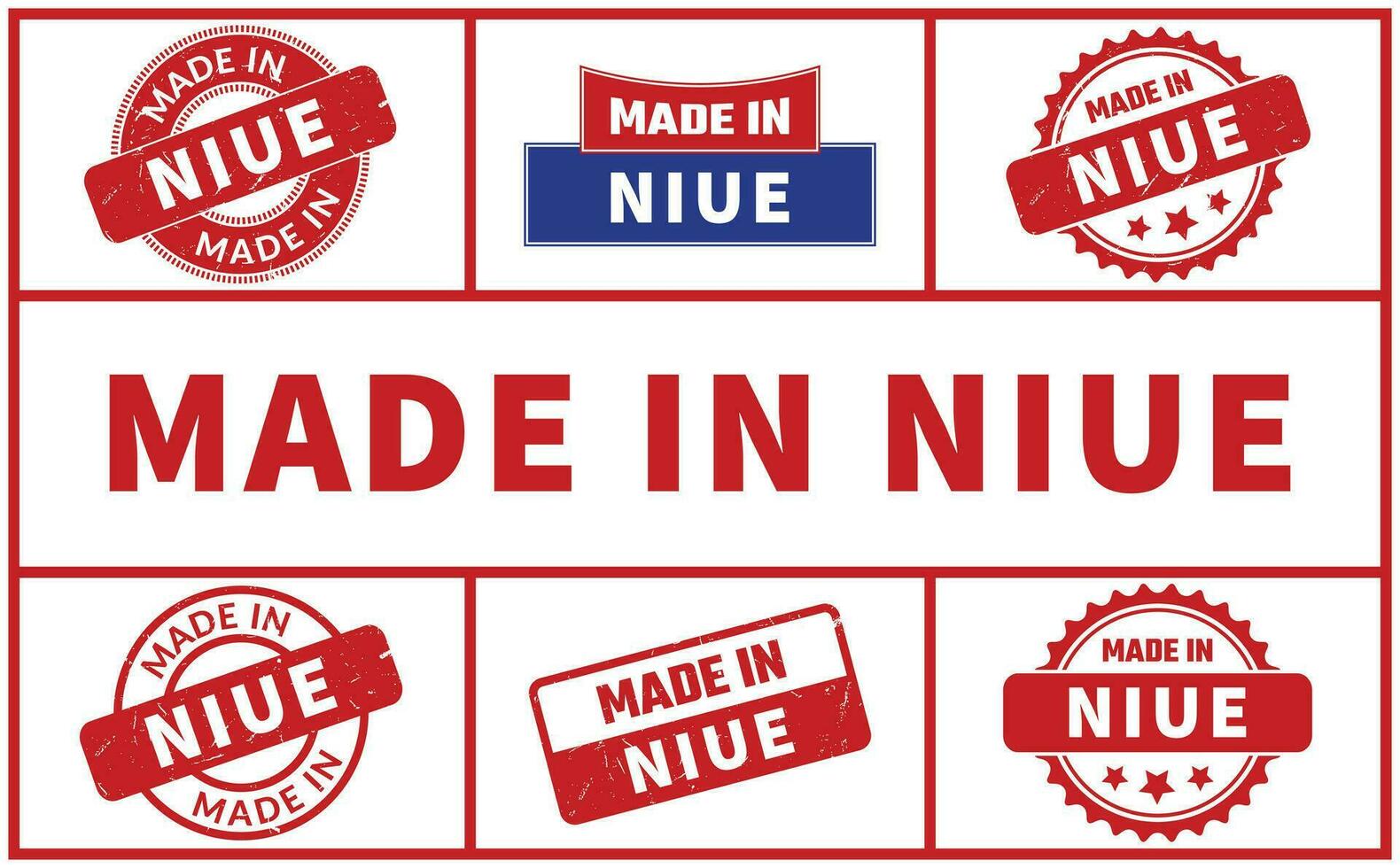 Made In Niue Rubber Stamp Set vector