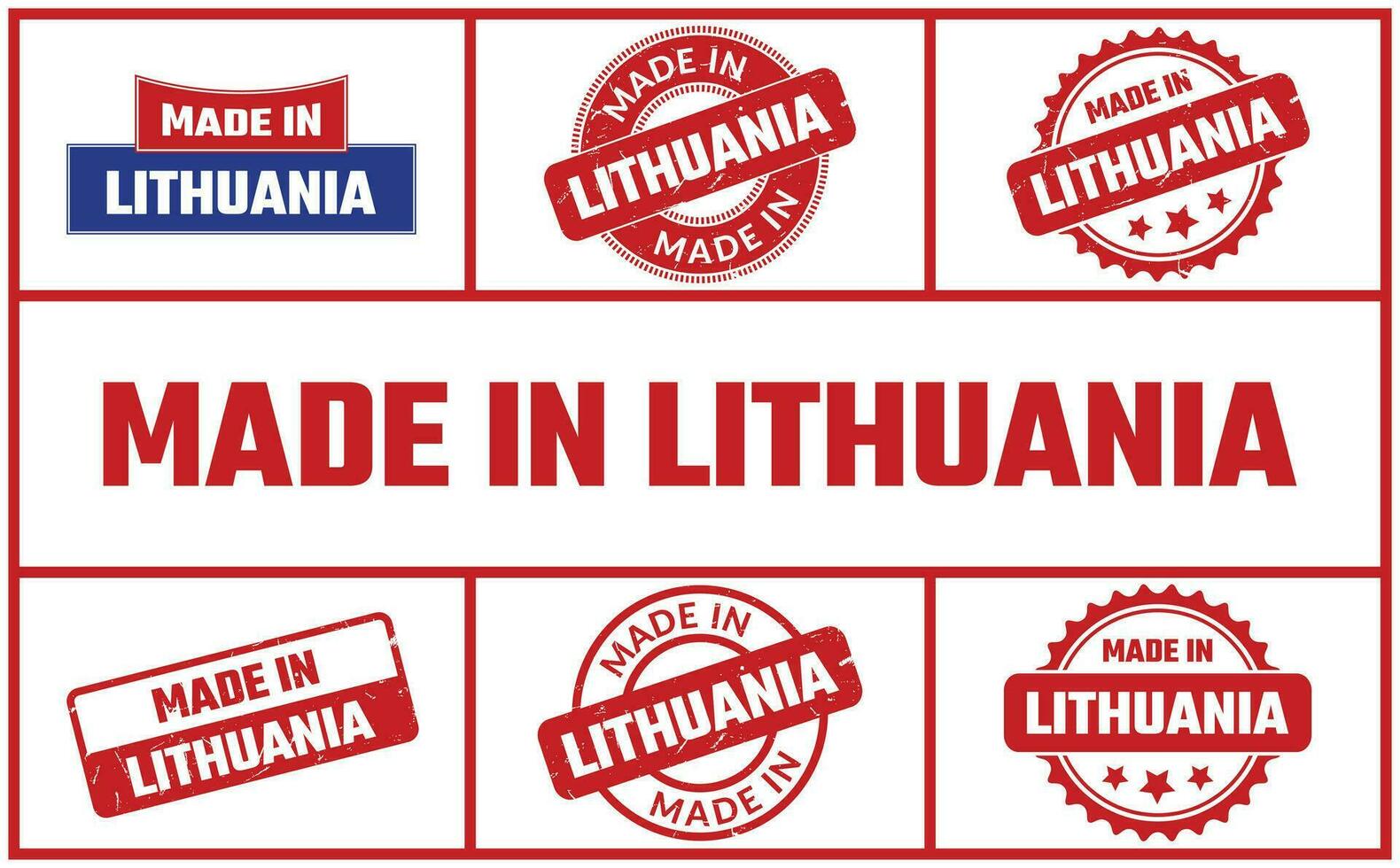 Made In Lithuania Rubber Stamp Set vector