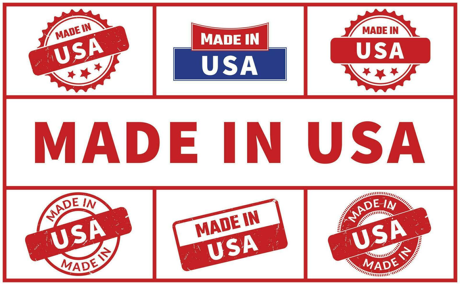 Made In USA Rubber Stamp Set vector