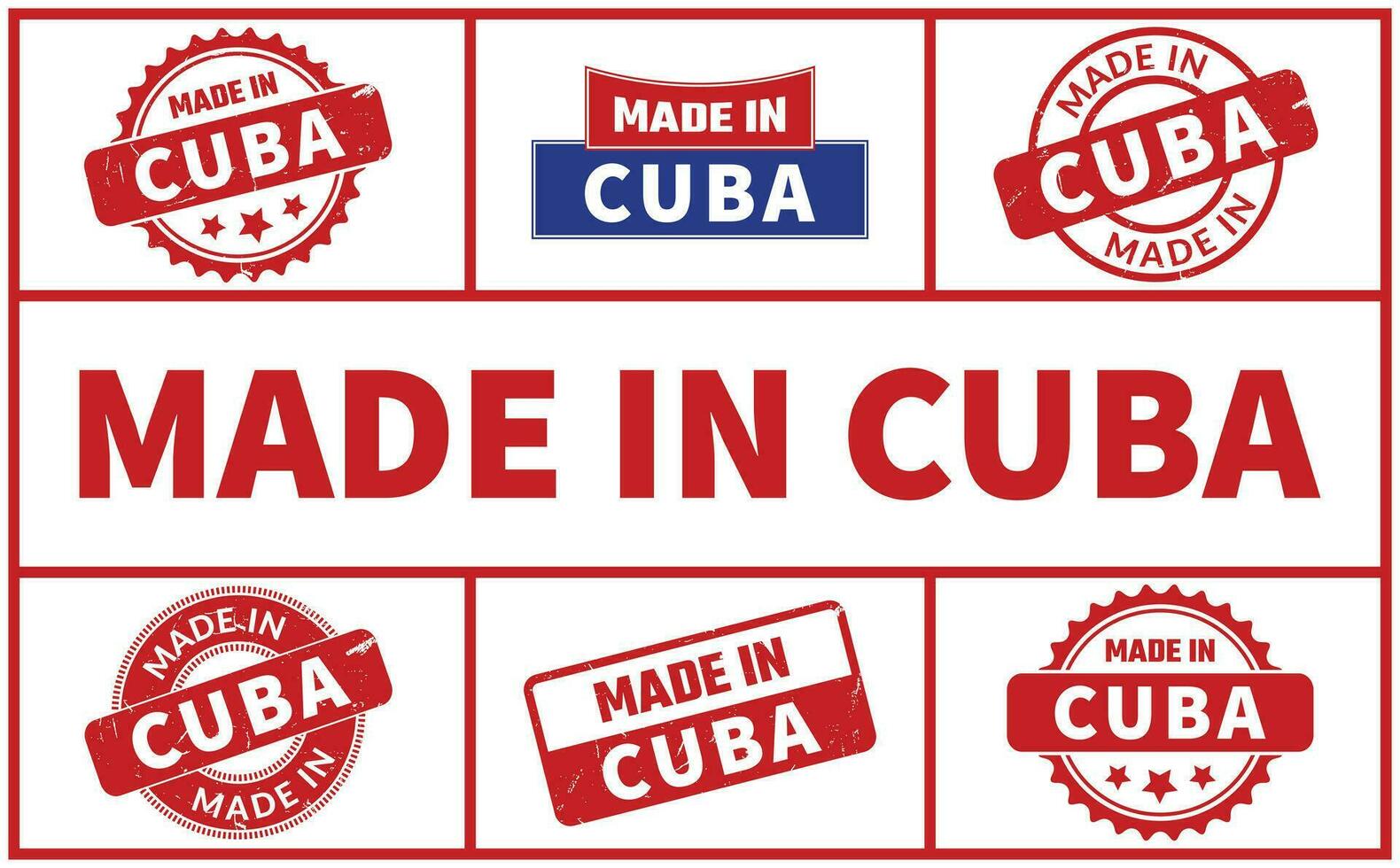 Made In Cuba Rubber Stamp Set vector