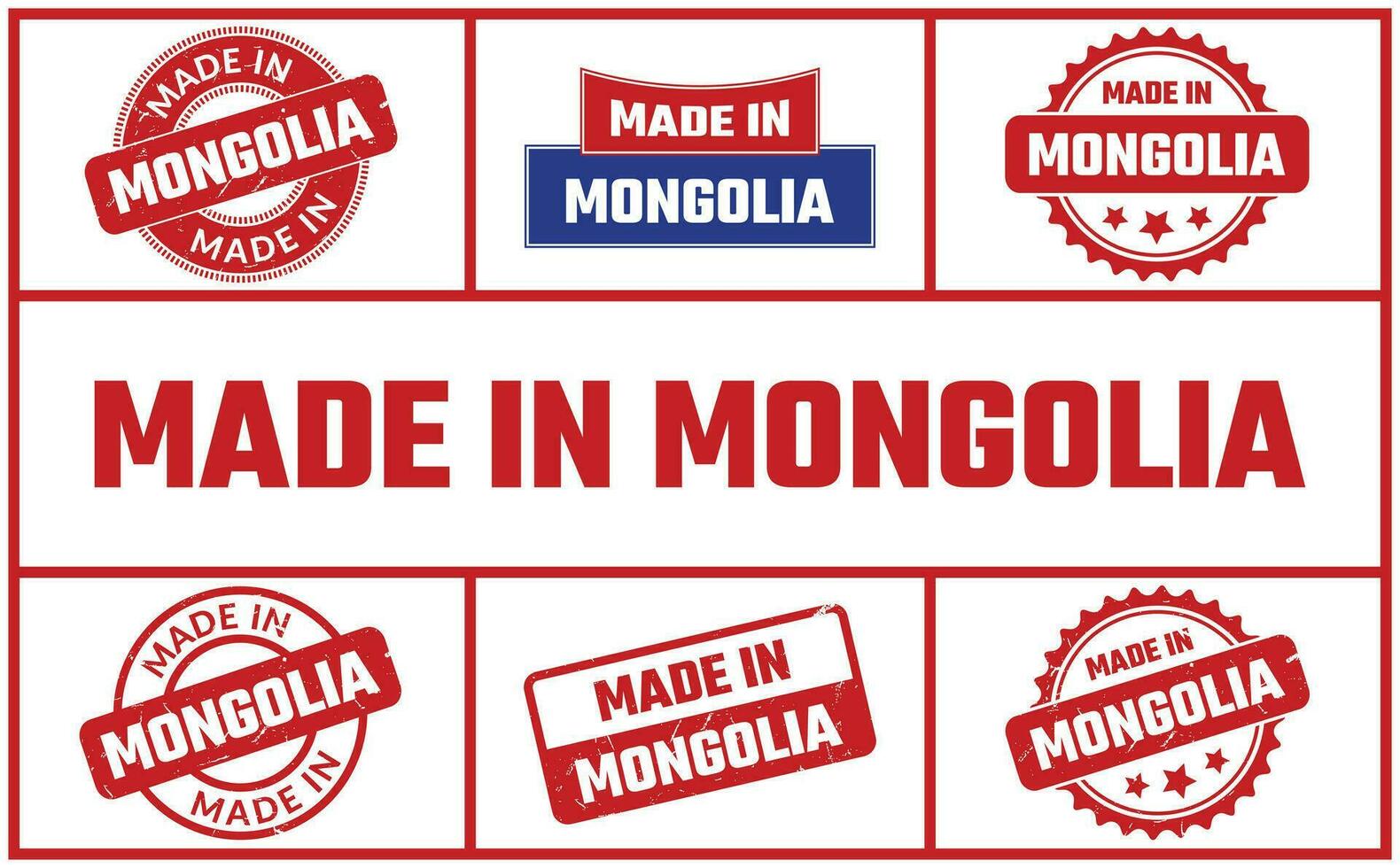 Made In Mongolia Rubber Stamp Set vector