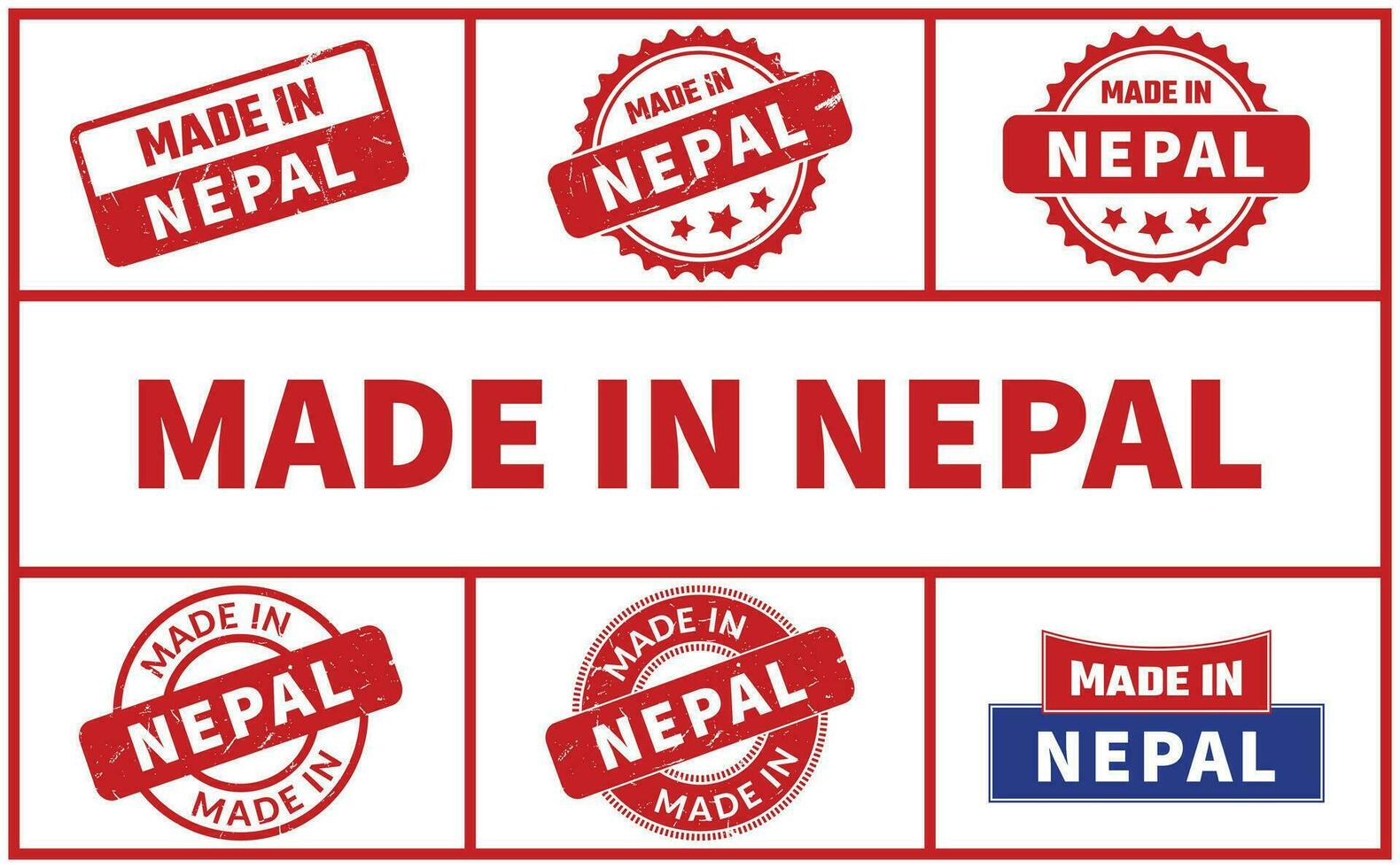 hecho en Nepal caucho sello conjunto vector