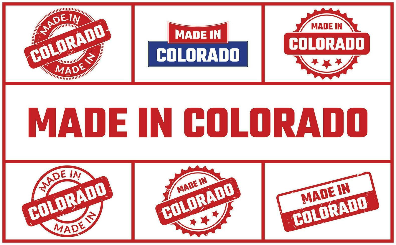hecho en Colorado caucho sello conjunto vector