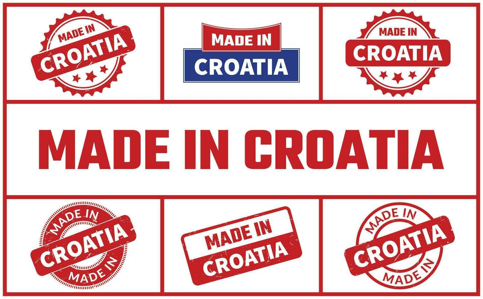 hecho en Croacia caucho sello conjunto vector