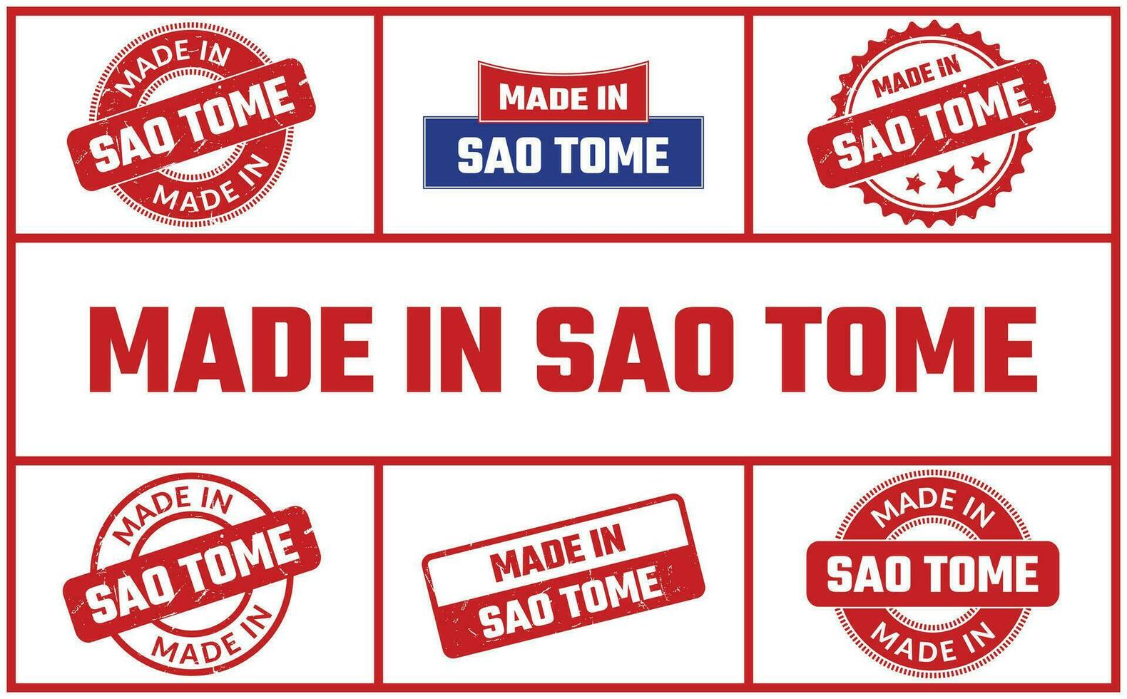 Made In Sao Tome Rubber Stamp Set vector