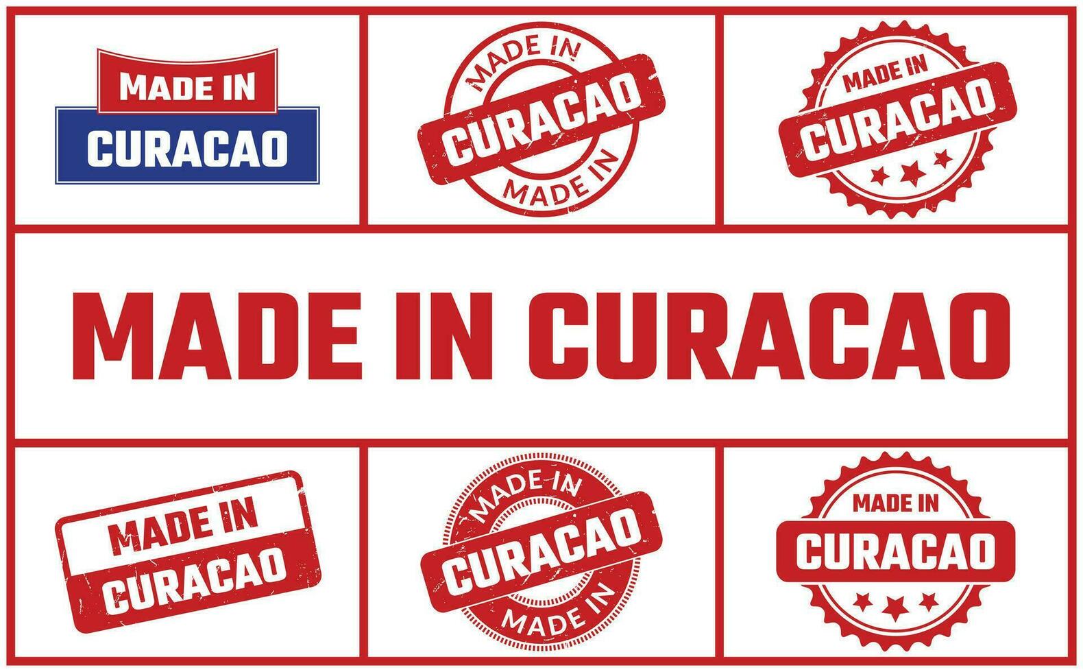 Made In Curacao Rubber Stamp Set vector