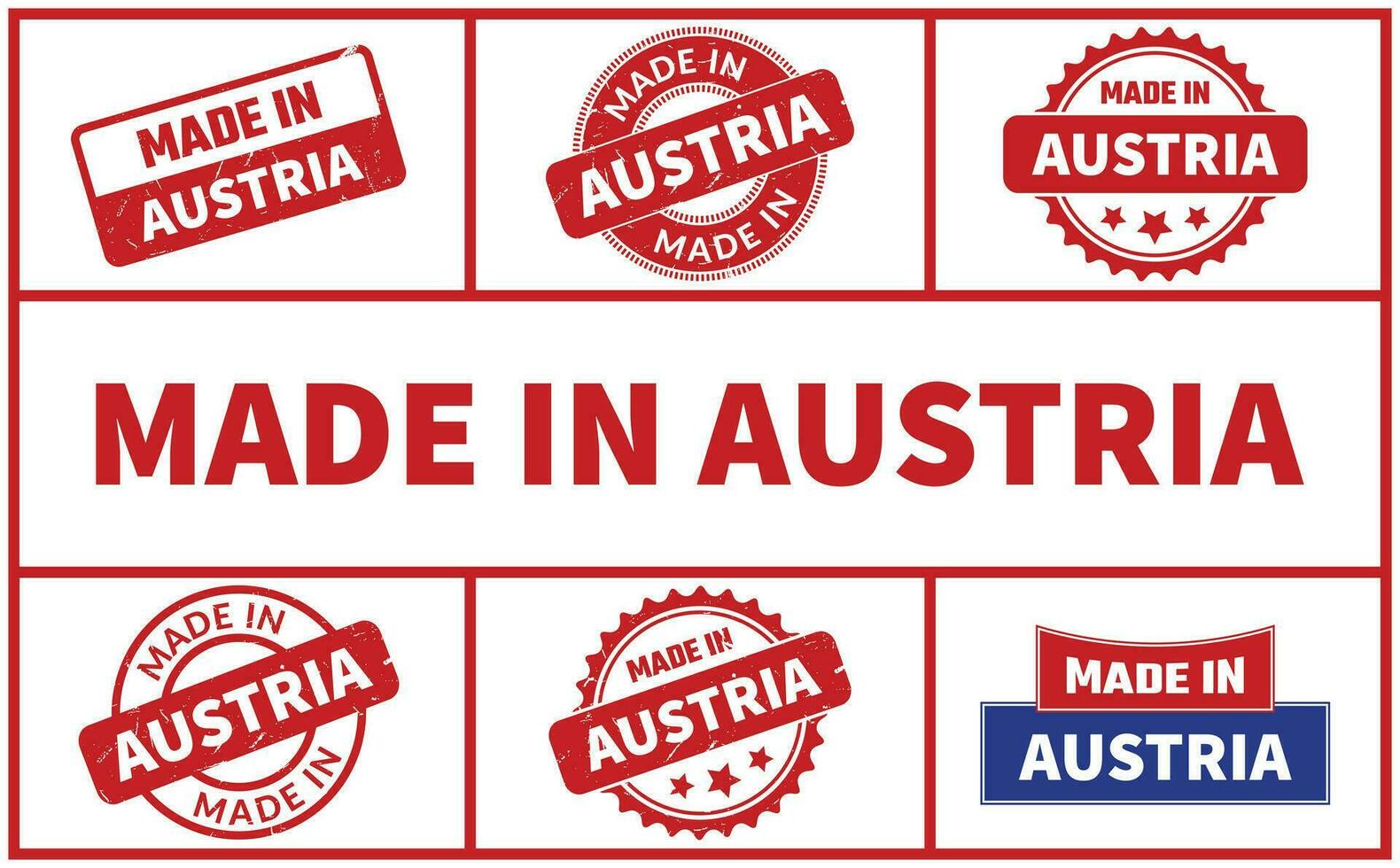 Made In Austria Rubber Stamp Set vector