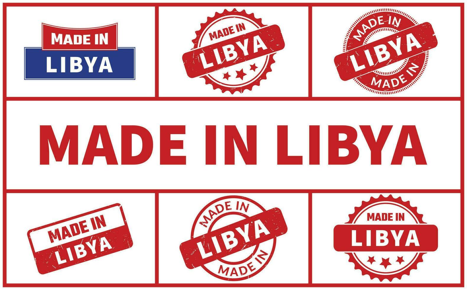 Made In Libya Rubber Stamp Set vector