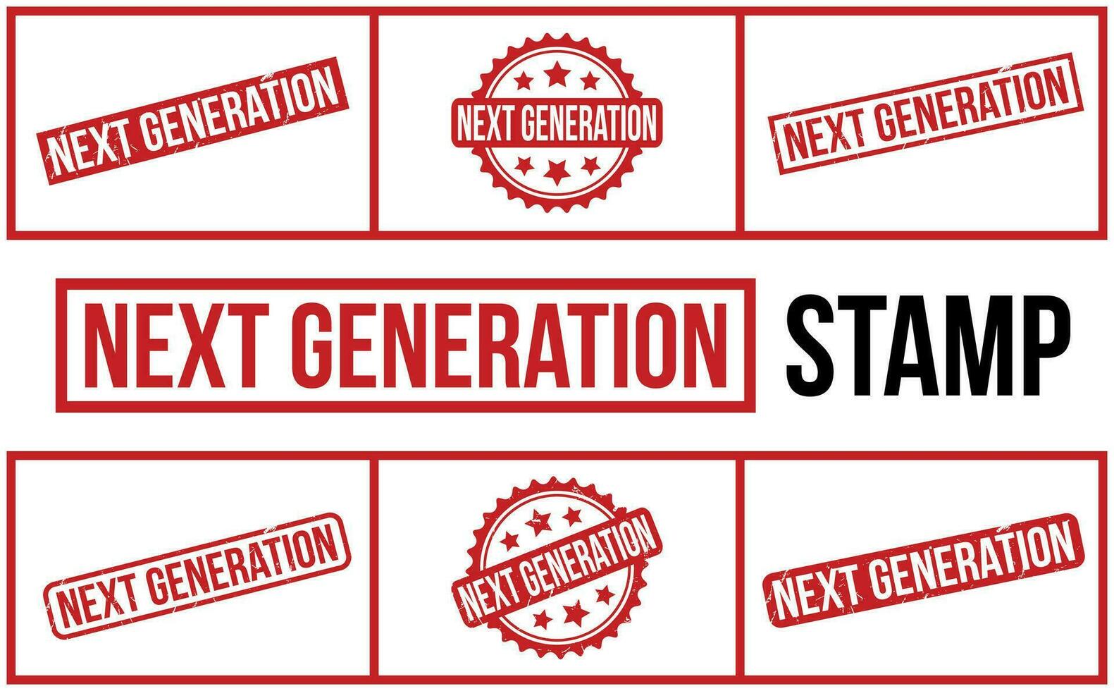 Red Next Generation Rubber Stamp Set Vector