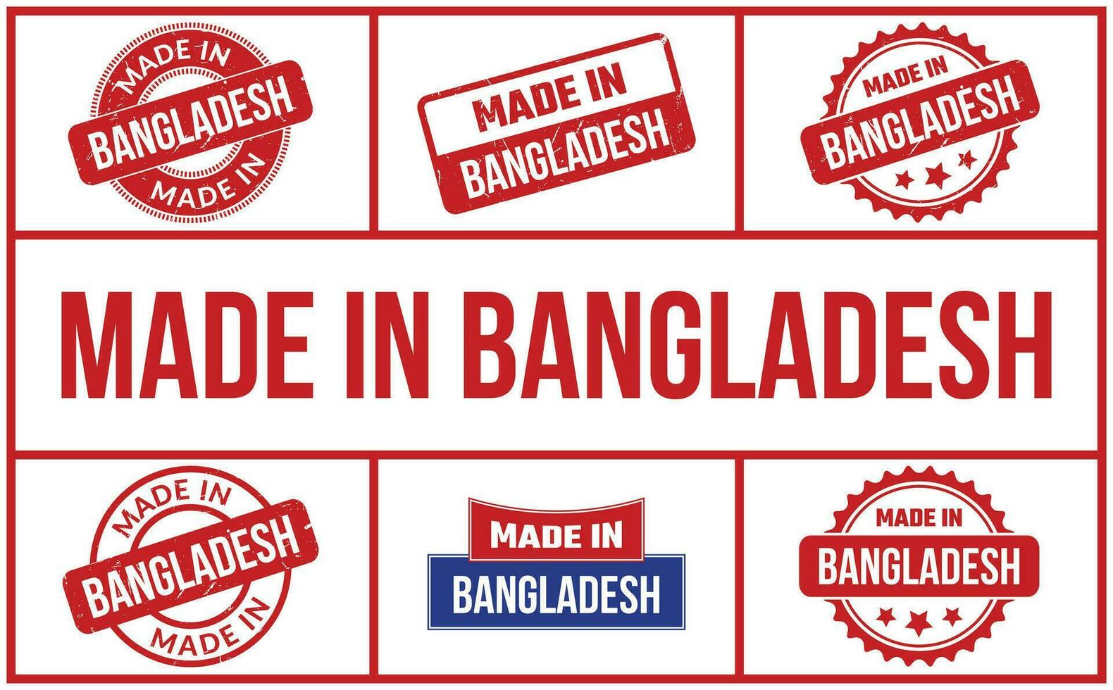 Made In Bangladesh Rubber Stamp Set vector