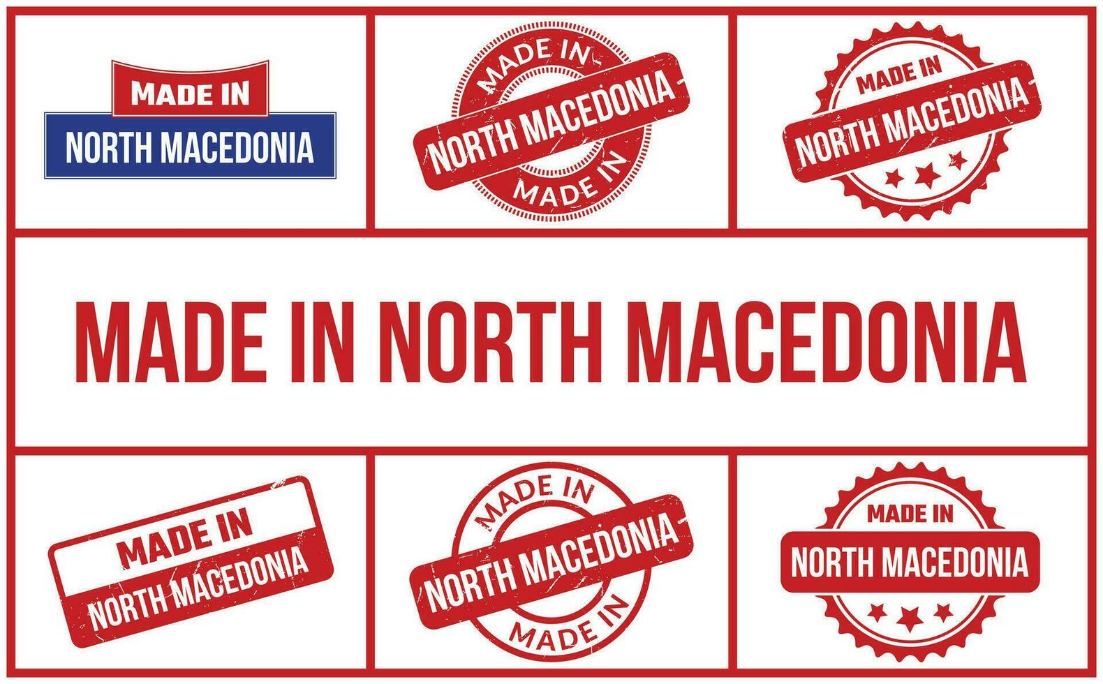 hecho en norte macedonia caucho sello conjunto vector