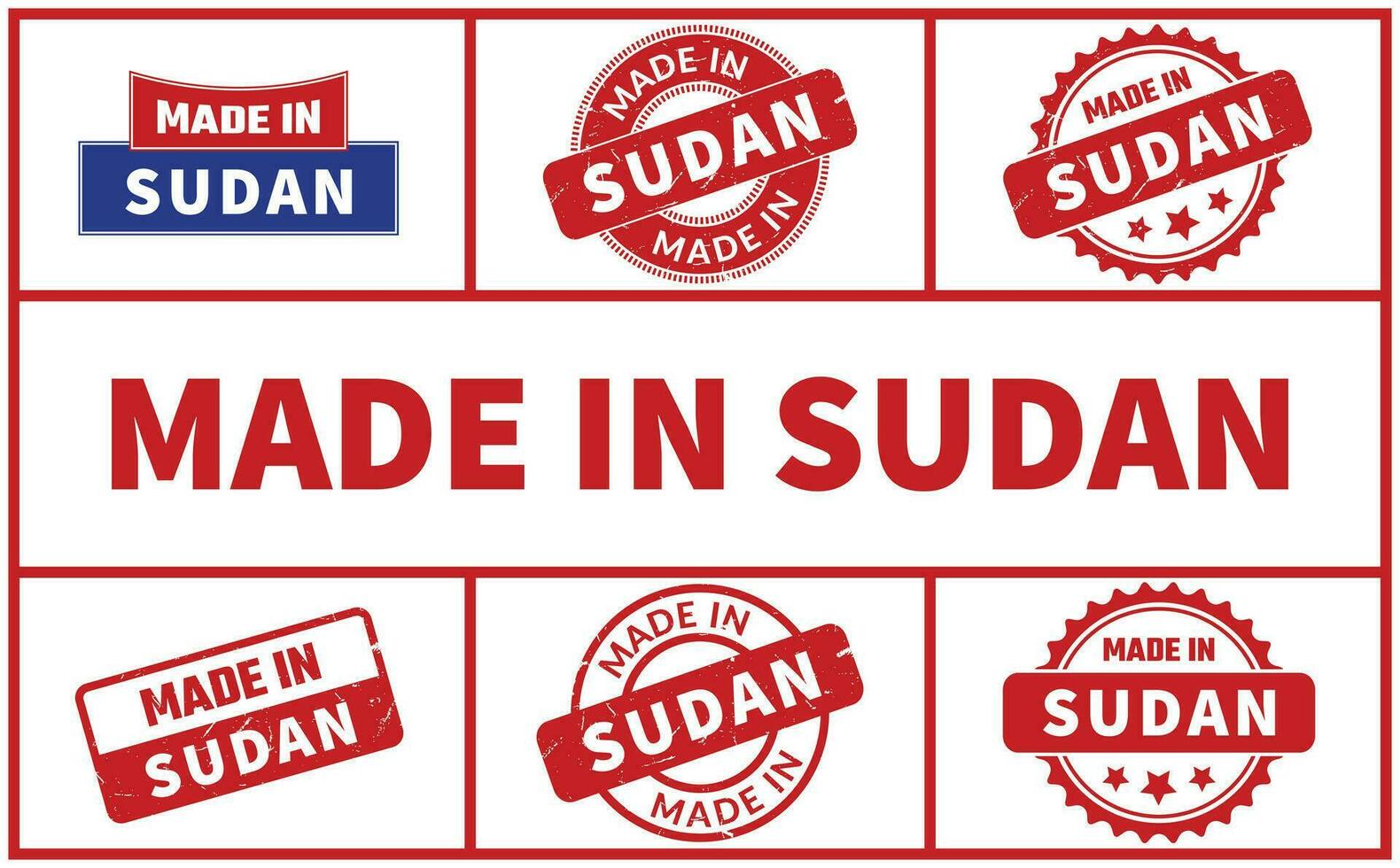hecho en Sudán caucho sello conjunto vector