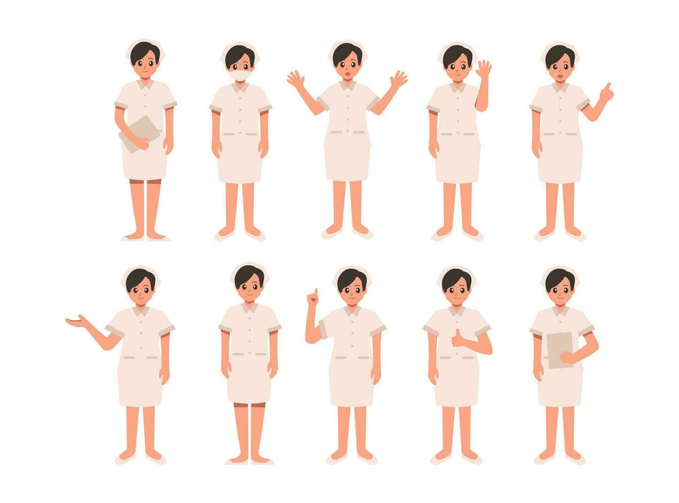 Female Nurse Illustration Vector Set