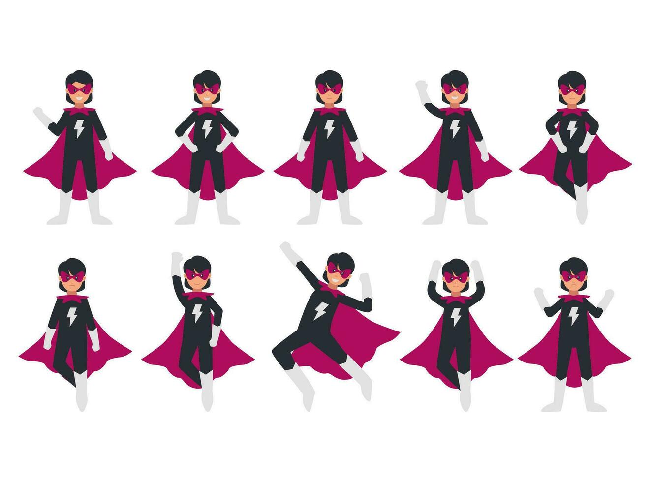 Female Hero Illustration Vector Set