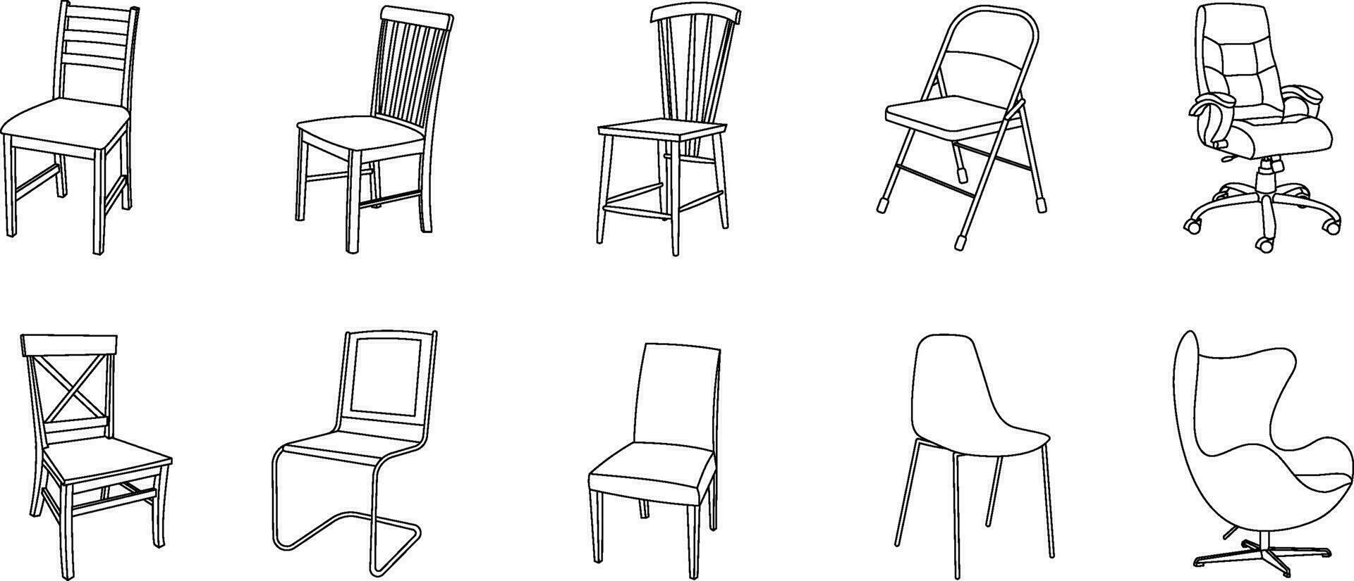 Chair Outline Illustration Vector Set