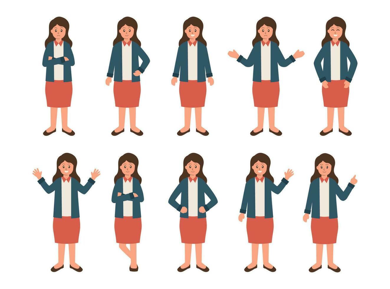 Female Employee Illustration Vector Set