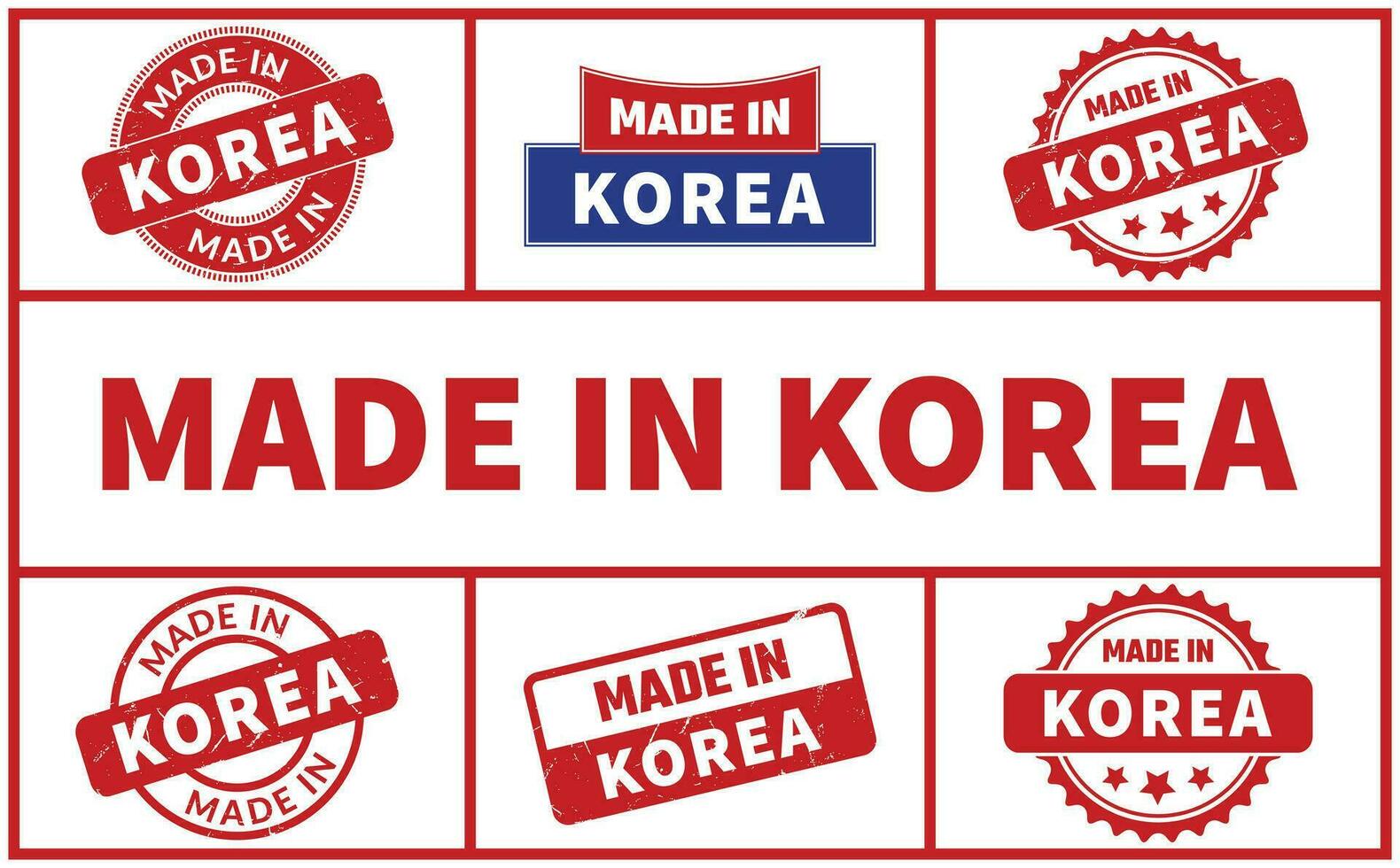 Made In Korea Rubber Stamp Set vector