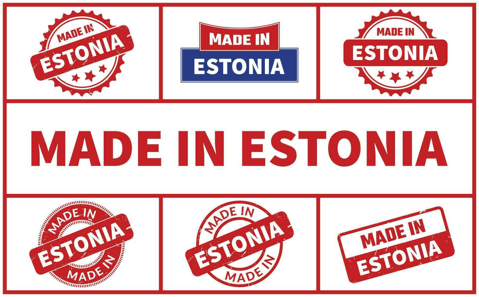 Made In Estonia Rubber Stamp Set vector