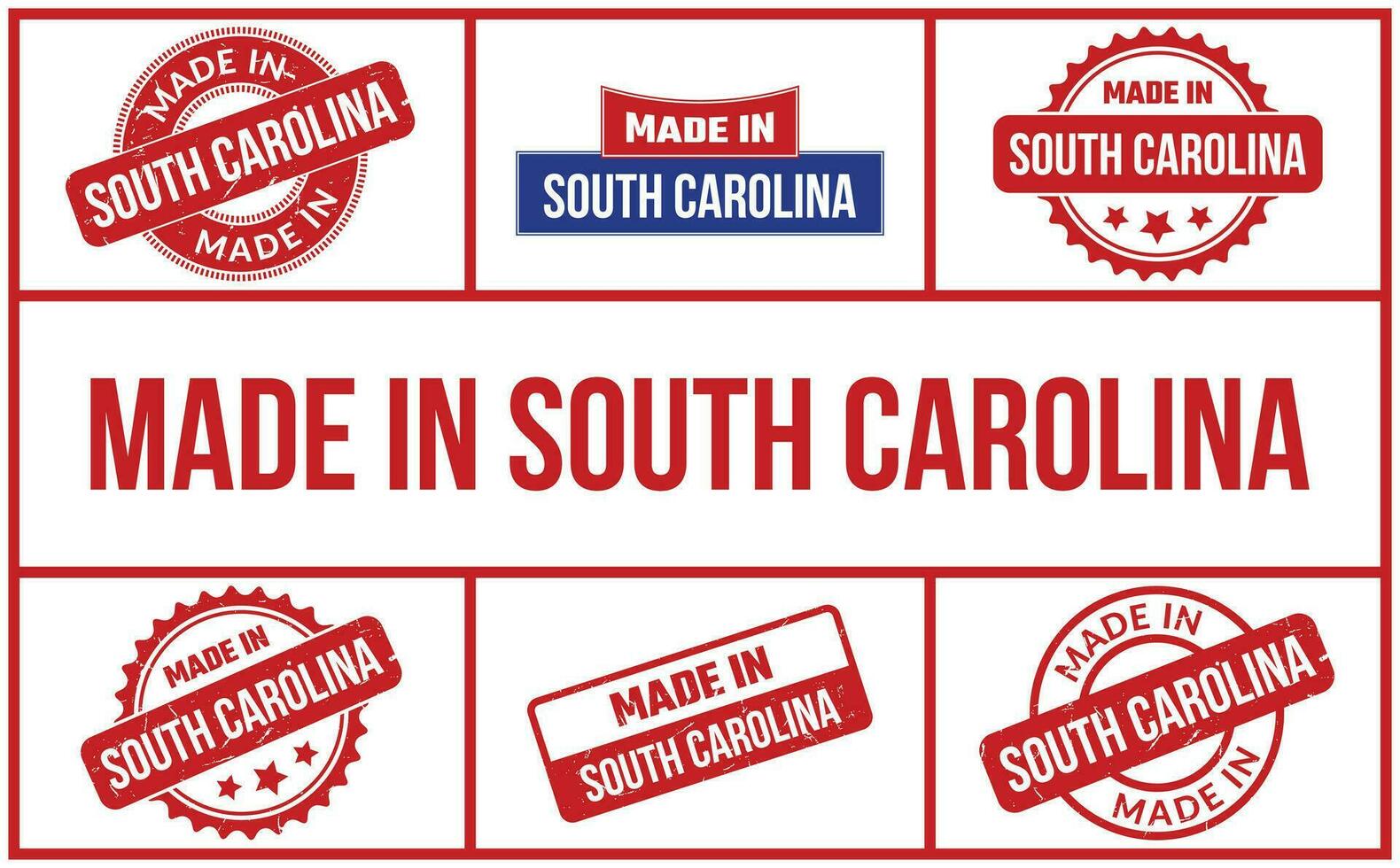 Made In South Carolina Rubber Stamp Set vector