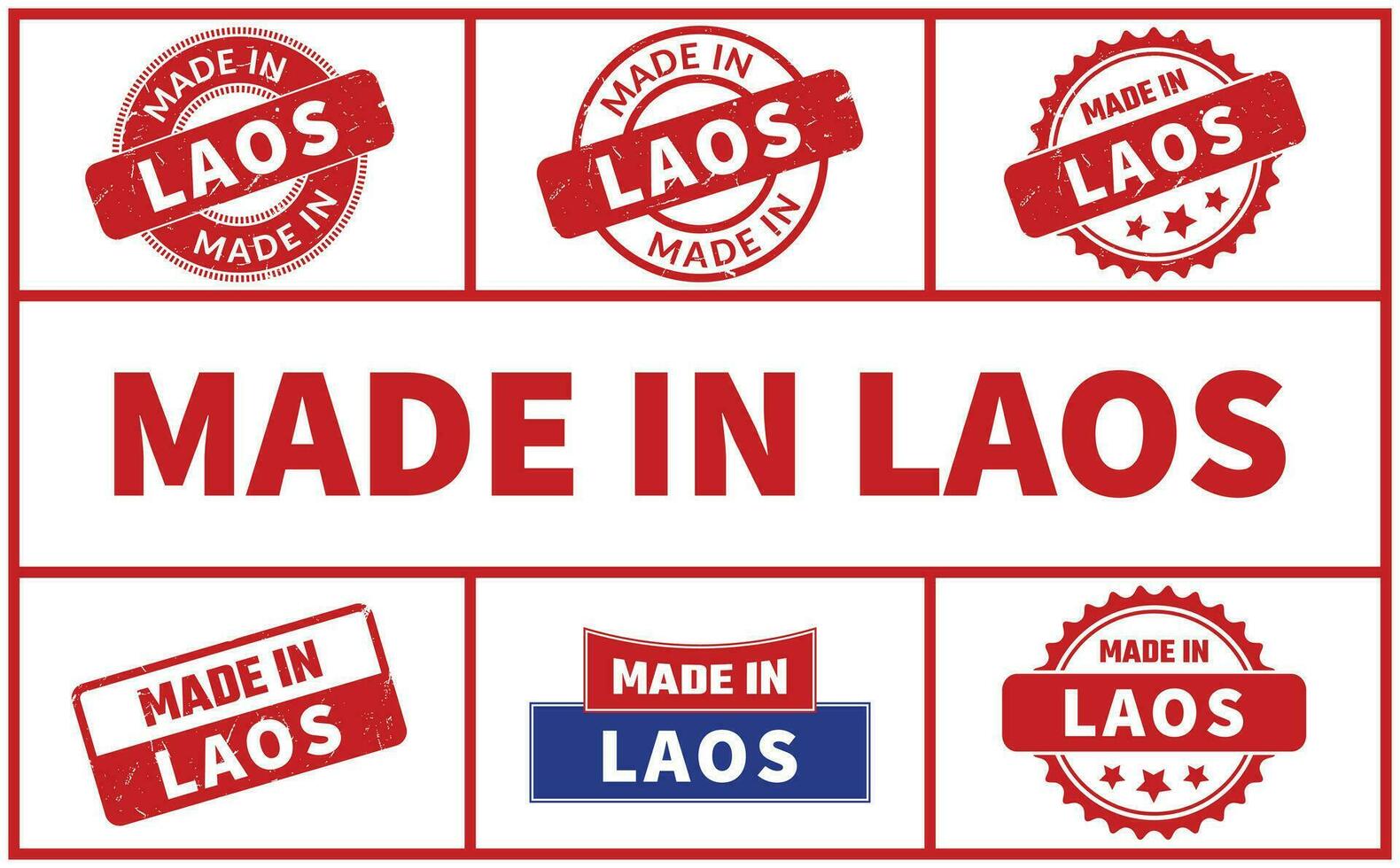 Made In Laos Rubber Stamp Set vector