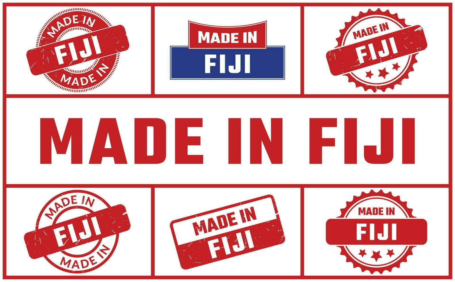 hecho en Fiji caucho sello conjunto vector