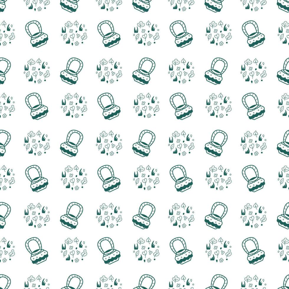 Seamless pattern with one abstract baskets on white background4. Doodle vector color illustration.