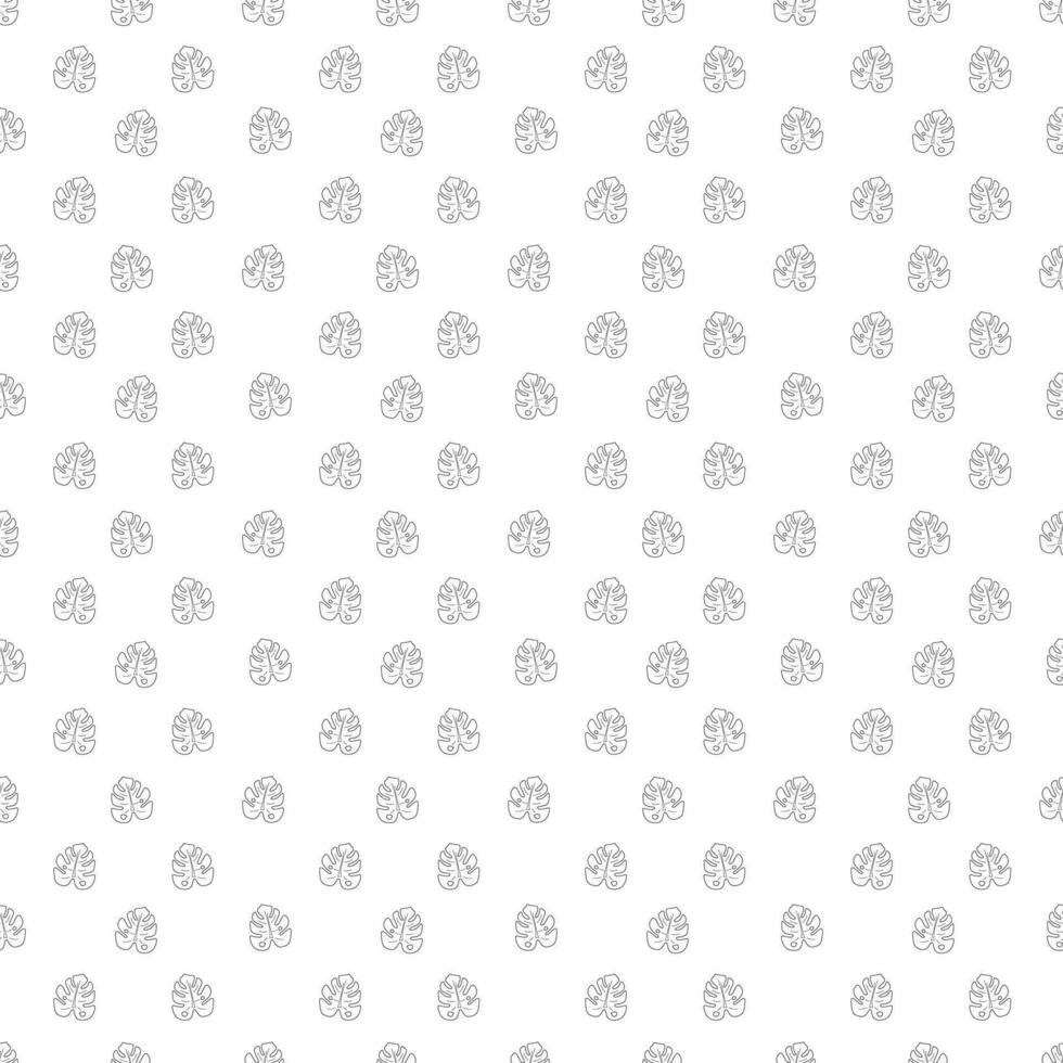Seamless pattern with a palm leaf with holes. Doodle black and white vector illustration.