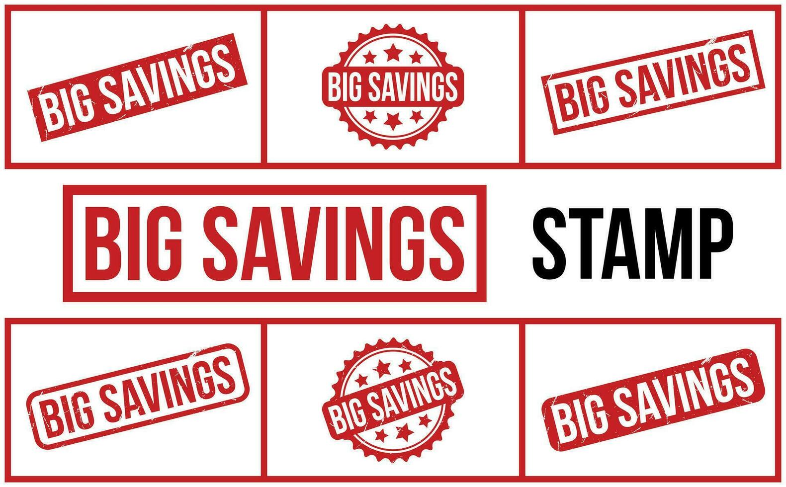 Big Savings Rubber Stamp Set Vector