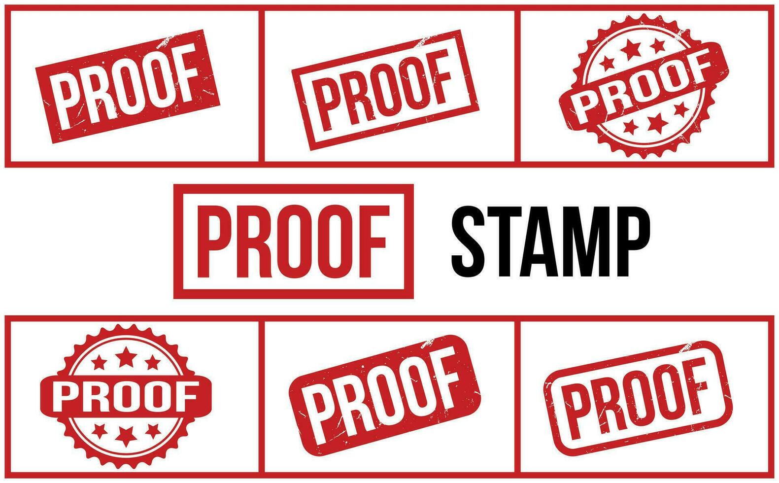 Proof Rubber Stamp Set Vector