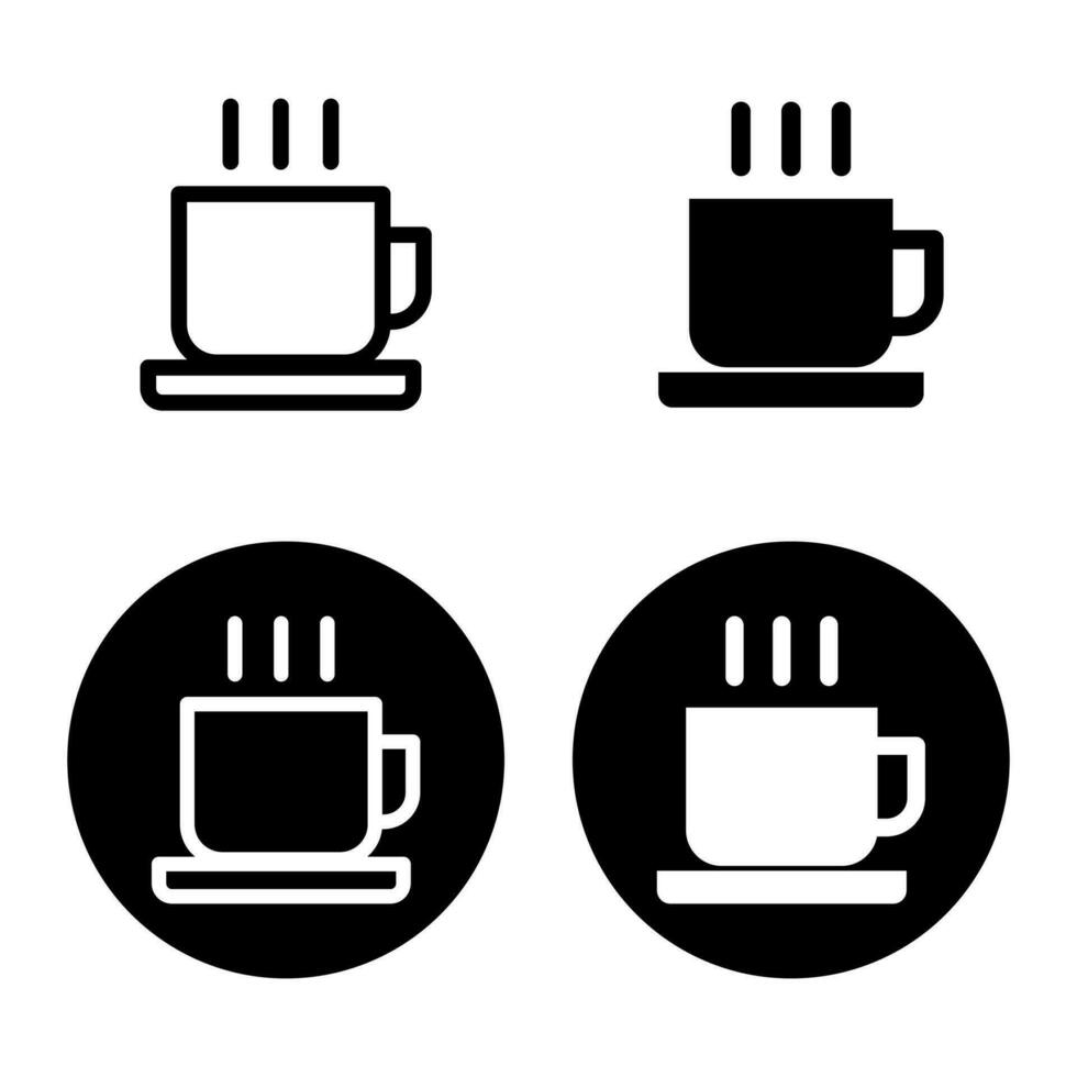 cofee icon home screen design template with black fill and black outline. vector